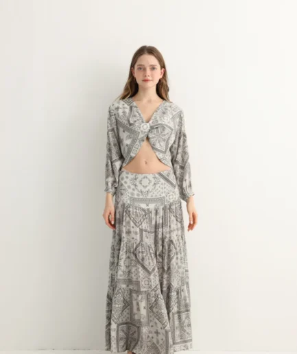 bandana print maxi skirt set