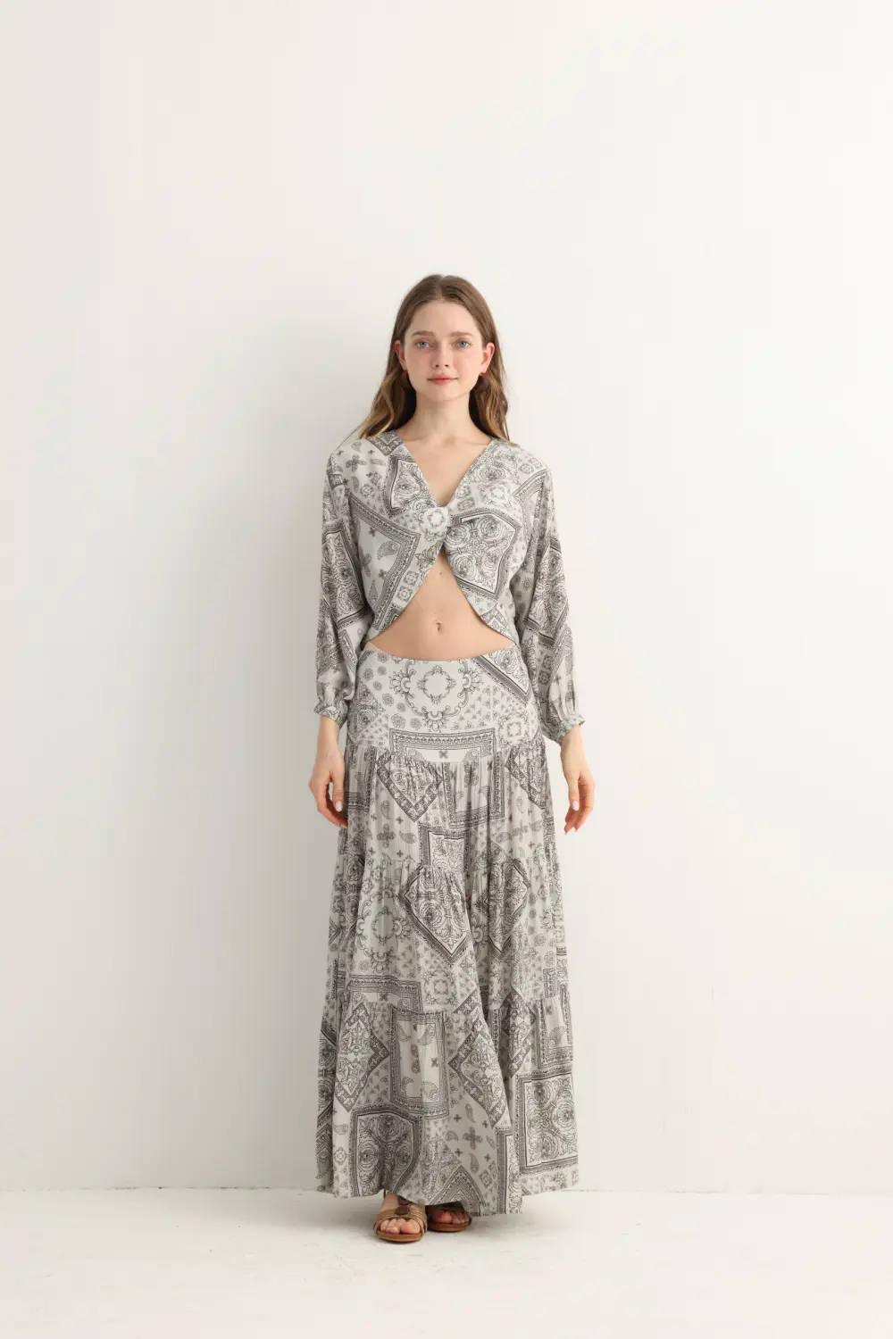 bandana print maxi skirt set