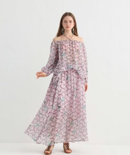 Original Design Off-Shoulder Floral Resort Maxi Dress forWomen - Lightweight Bohemian Style, Elegant Beach,Travel & Vacation Wear Essential