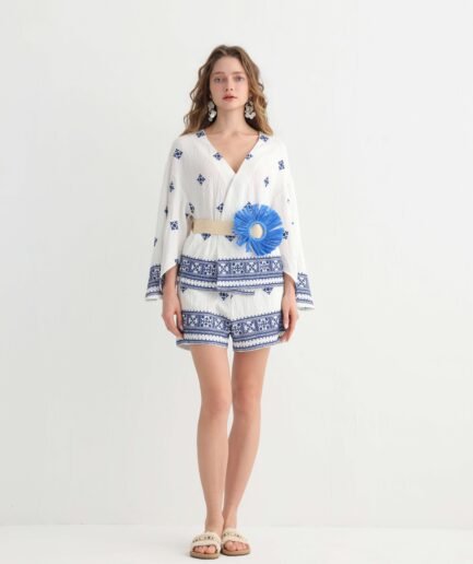 Embroidered V-Neck Boho Romper