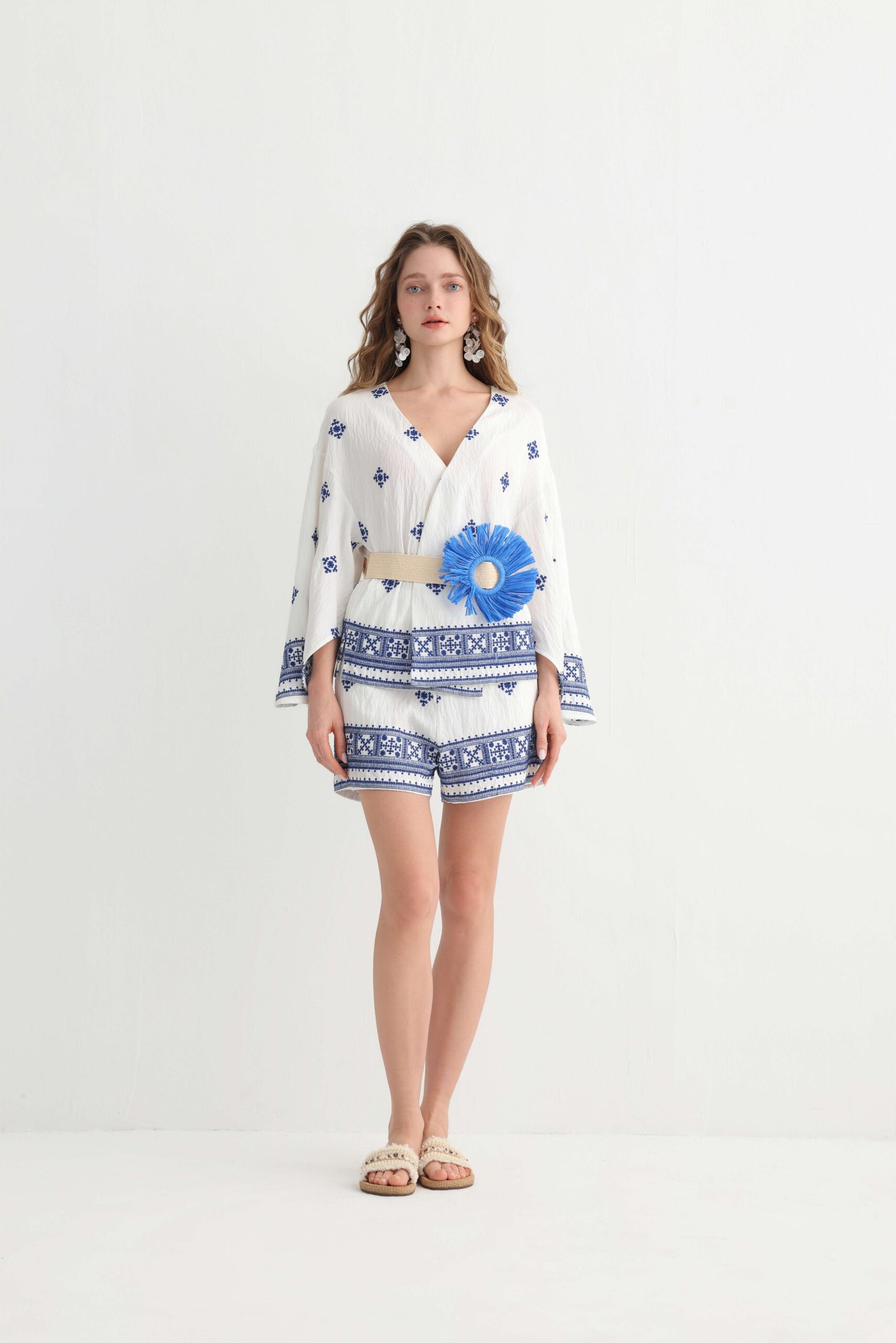 Embroidered V-Neck Boho Romper