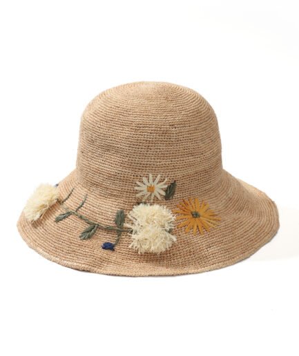 Super Face-Slimming 3D Embroidered Floral Straw Hat, Plush Texture Fisherman Hat Sunscreen, Women's Summer Vacation Travel Influencer Style, Versatile Fresh Pastoral Bucket Hat.