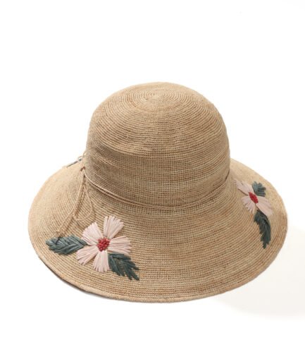 Handmade 3D Floral Frayed Edge Bucket Hat, Vacation Style Literary Embroidered Straw Hat, Summer Island Beach Camping Photo Prop, Fresh Versatile Sun Bucket Hat.