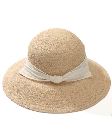 entle Korean Beige Bow Bucket Hat, White Wide Ribbon Bow Decor Sun Hat, Summer Fresh Literary Vacation Style, Versatile Face-Slimming Ladylike Cloche.