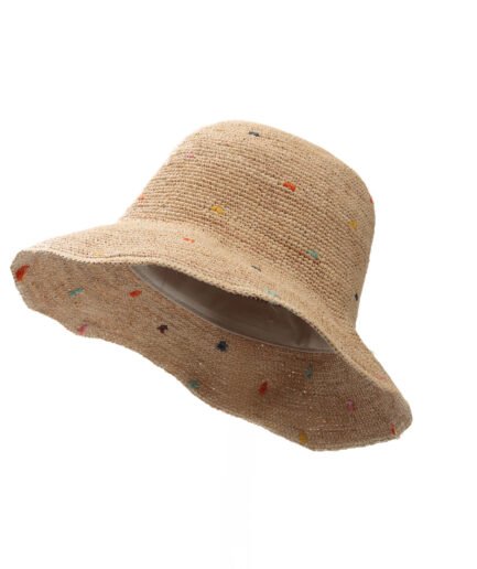 Literary Fresh Colorful Polka Dot Straw Hat, Handwoven Breathable Fisherman Bucket Hat, Island Travel Picnic Photo Prop, Face-Slimming Versatile Fairy Hat.