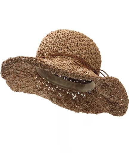 Fairy Hollow-Out Frayed Edge Large Brim Straw Hat, Breathable Sunscreen Island Vacation Photo Prop, Retro Bohemian Style Versatile Sun Hat.