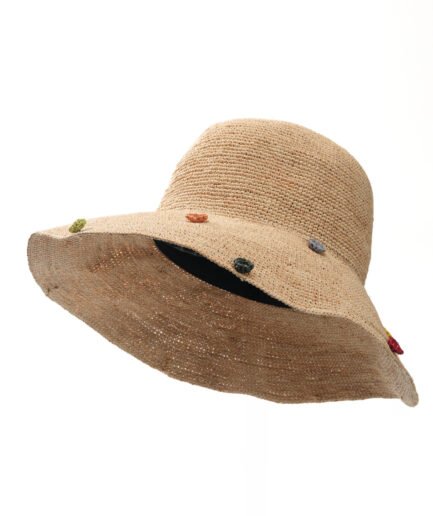 Literary Minimalist Colorful Bead Accent Bucket Hat, Elegant Versatile Face-Slimming Sun Hat, Summer Vacation Travel Gentle Vibe Straw Hat.