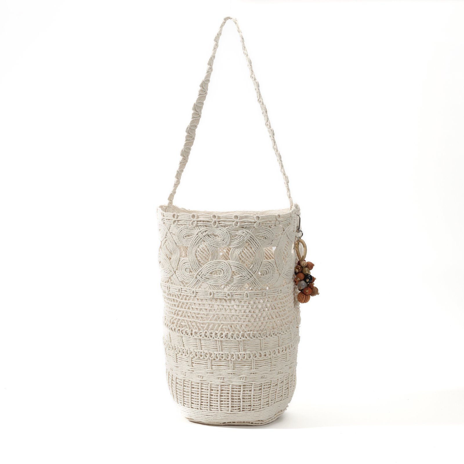 Fresh Versatile Long Strap Cylinder Woven Bag! Light Grey Horizontal Stripe Literary Style, Summer Vacation Travel Photo Prop, Lightweight Crossbody Straw Bucket Bag.