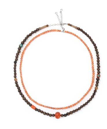 Bright and Skin-Brightening! Orange Contrast Layered Handmade Beaded Necklace, Summer Vacation Outing Atmosphere Essential.