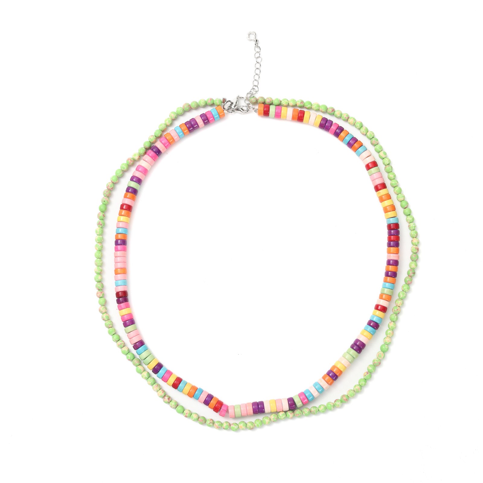 Vitality Dopamine Handmade Beaded Necklace, Thin Beads & Square Beads Layered, Summer Energetic Age-Reducing Versatile Choker.