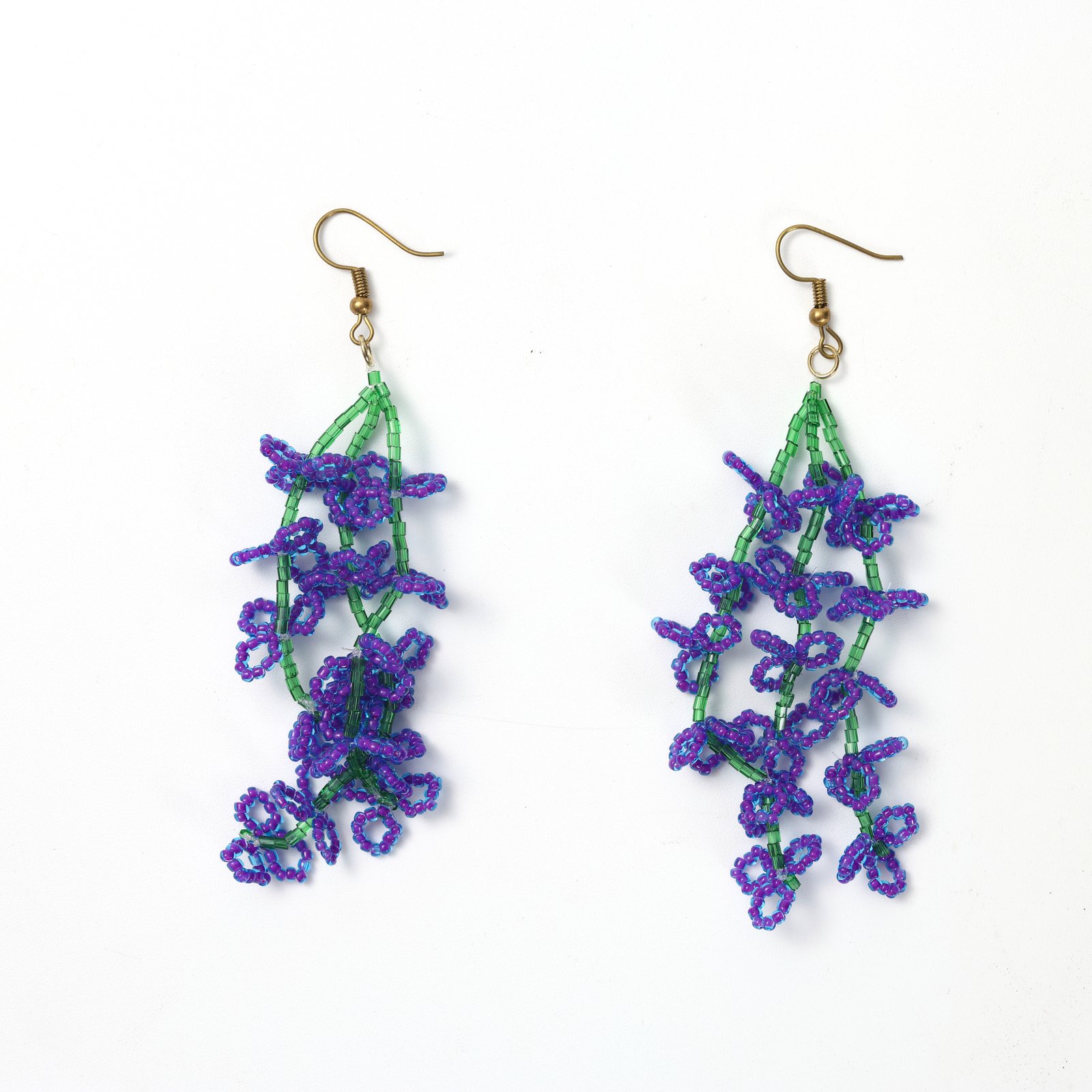 Stunning Wisteria Handmade Beaded Drops! Long Tassel Face-Slimming Essential, Summer Outing Photo Must-Have. - Image 2