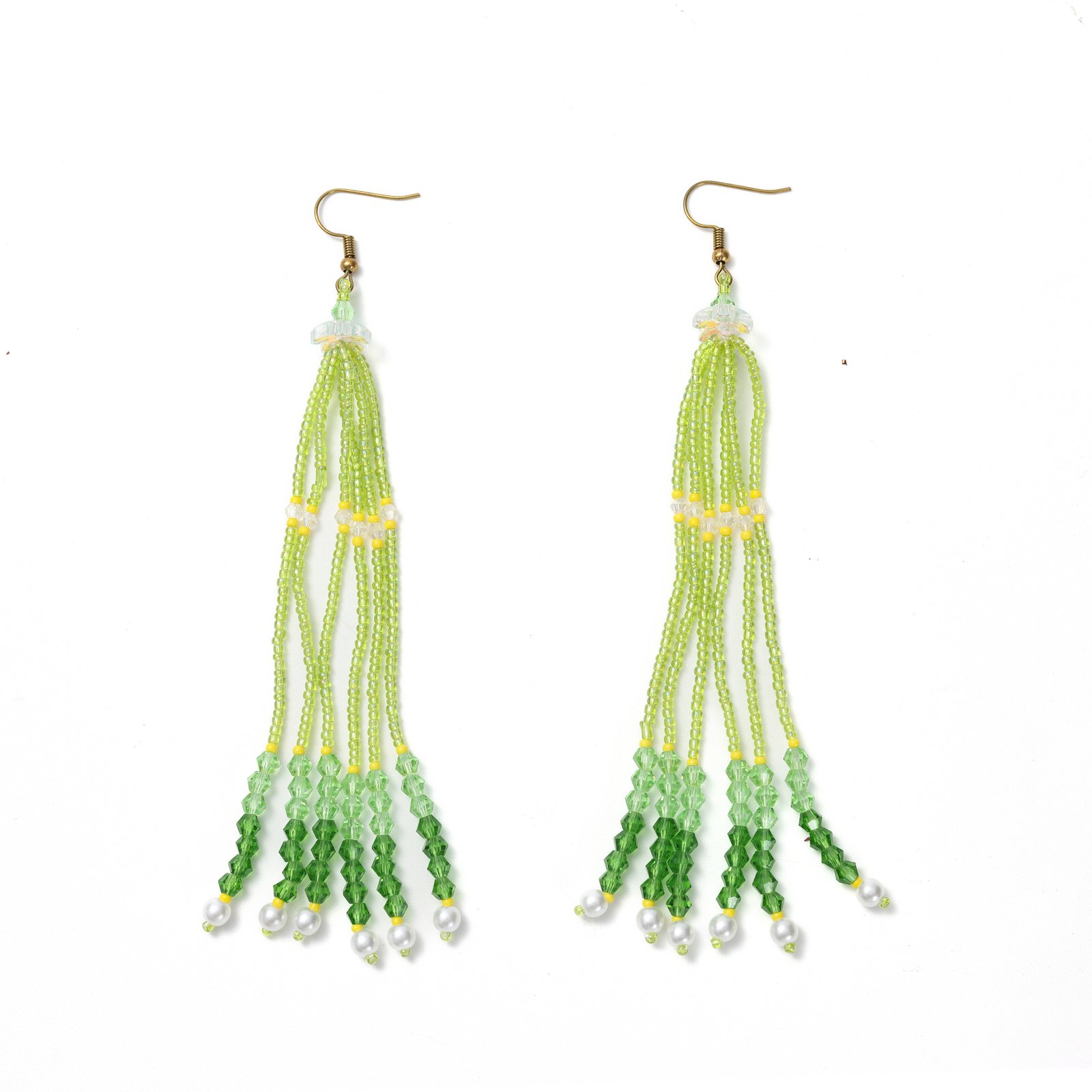 Fresh Designer Gradient Blue Beaded Earrings, Three-Layer Tassel Drops Gentle Skin-Brightening, Summer Versatile Vacation Long Drops. - Image 2