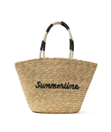 New Letter Embroidered Straw Tote, Women's Summer Vacation Large Capacity Shoulder Handbag, Black & White Color-Block Handle Versatile Beach Bag.